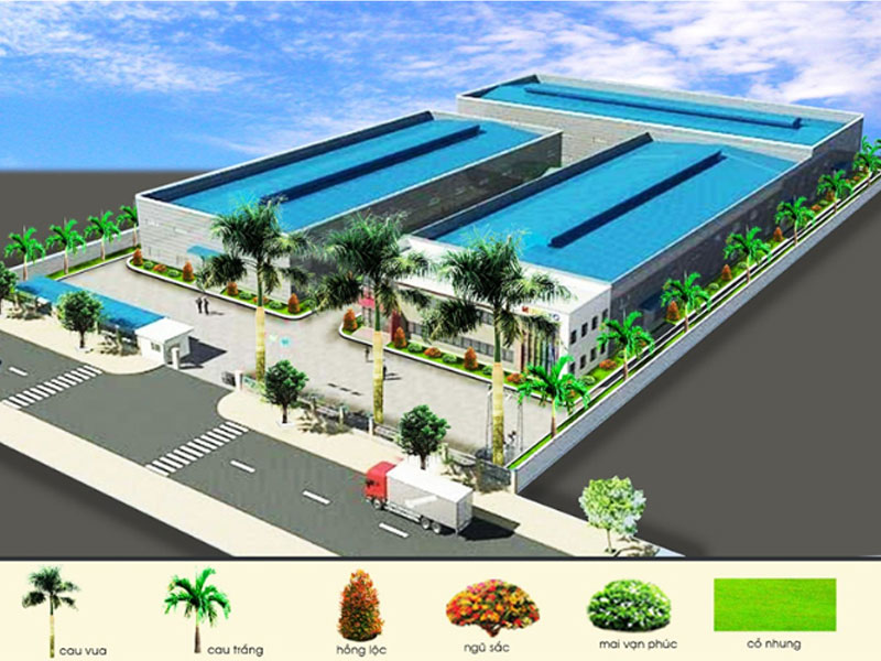 Thiết kế thi công cây xanh công ty Wosin